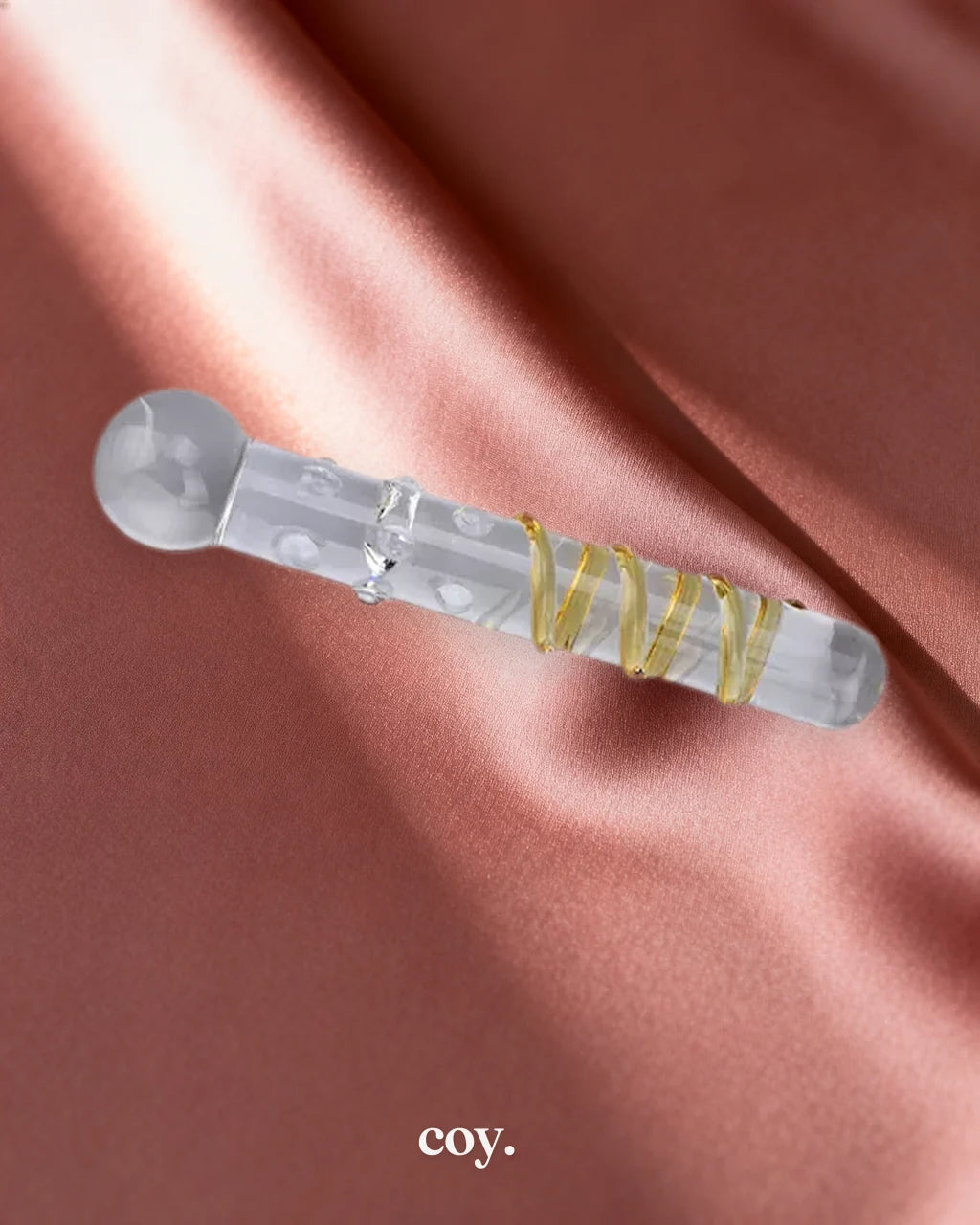 Share Satisfaction Lucent Yellow Stripe Massager 6.8 Inch — Clear — Coy