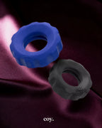 OxBalls Cog 2-Size Cock C-Rings — Black/Blue — Coy