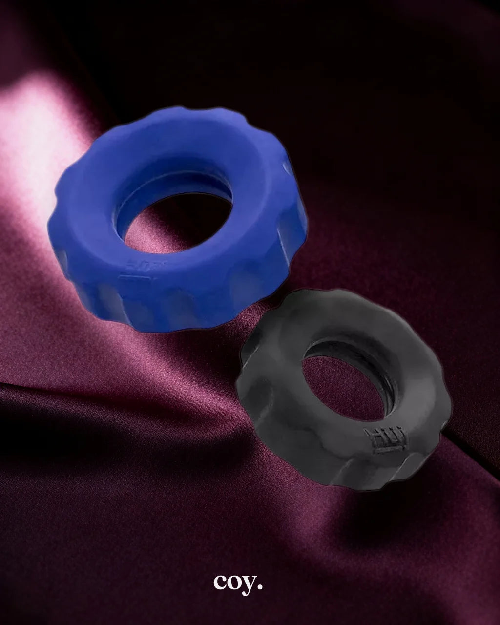 OxBalls Cog 2-Size Cock C-Rings — Black/Blue — Coy