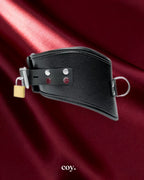 Leather Posture Collar with Leash — Black — Coy