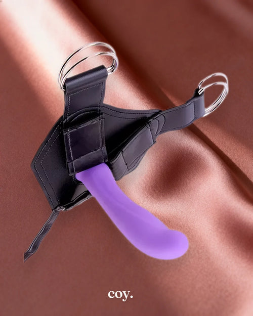 Aeystheter Collection Amor Harness Strap on Dildo — Purple — Coy