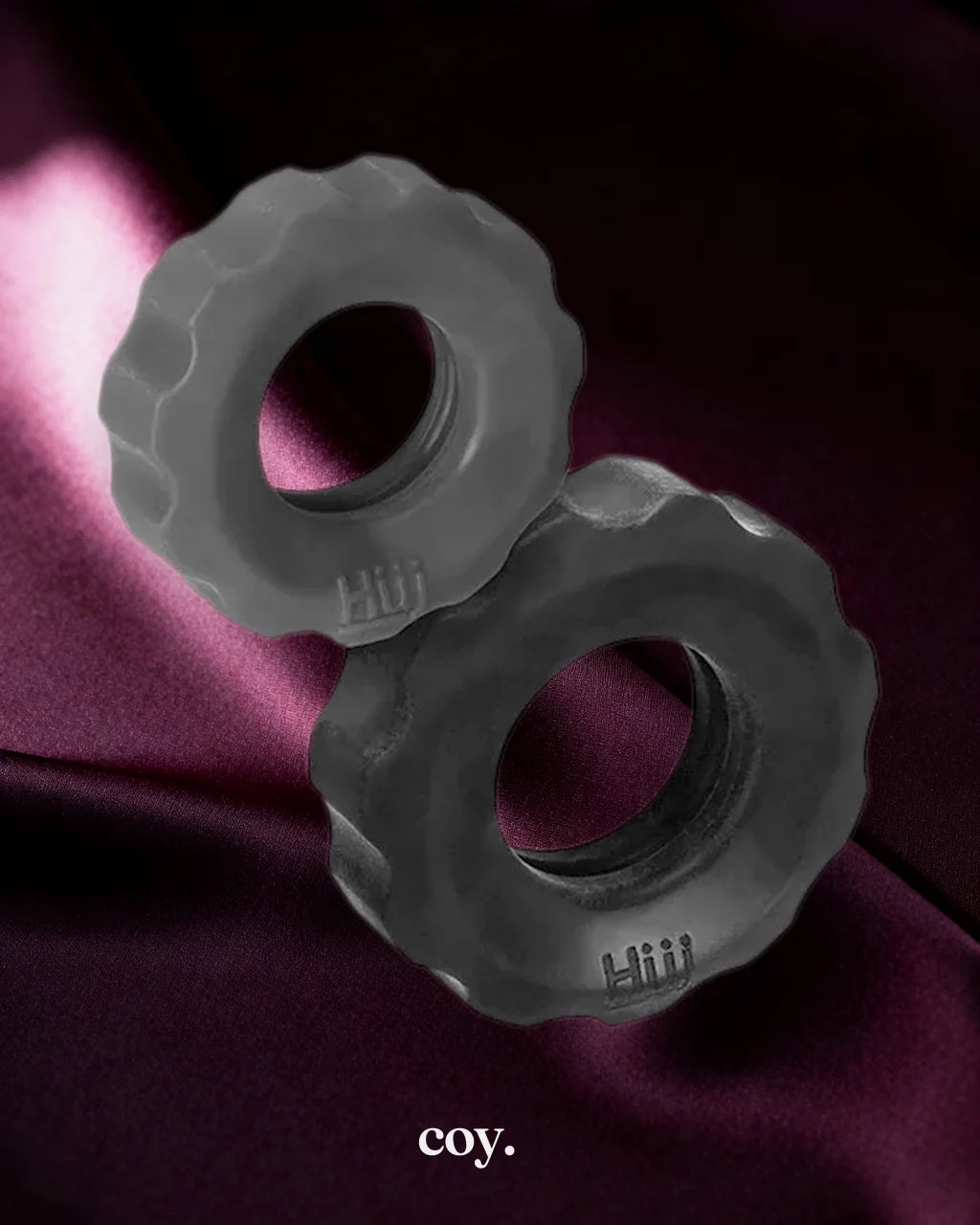 OxBalls Cog 2-Size Cock C-Rings — Black/Silver — Coy
