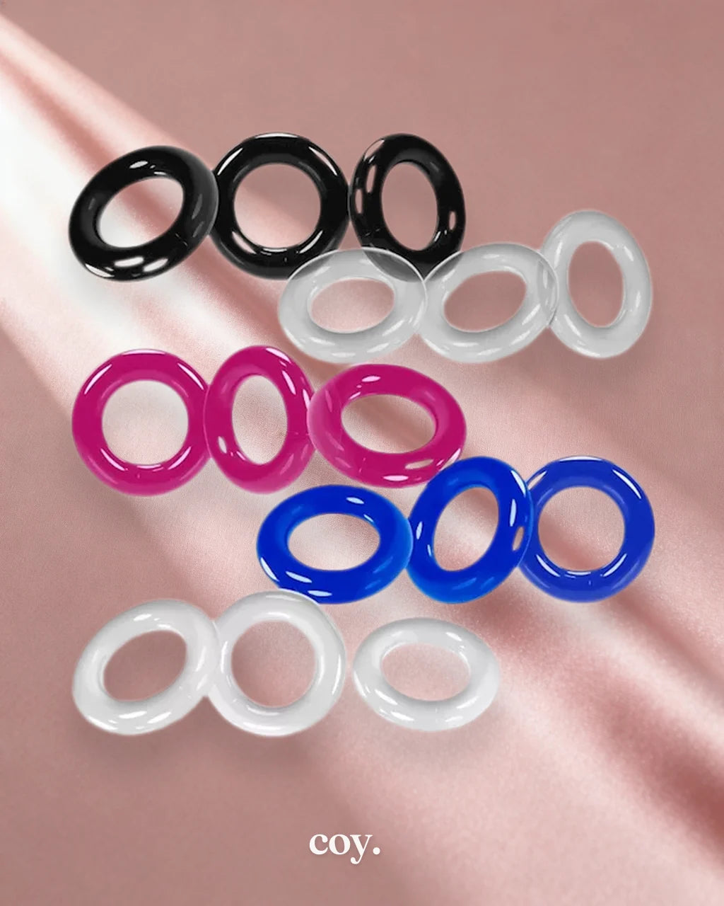 OxBalls Willy Rings Cockring Pack Set of 3 Novelty — Hot Pink — Coy