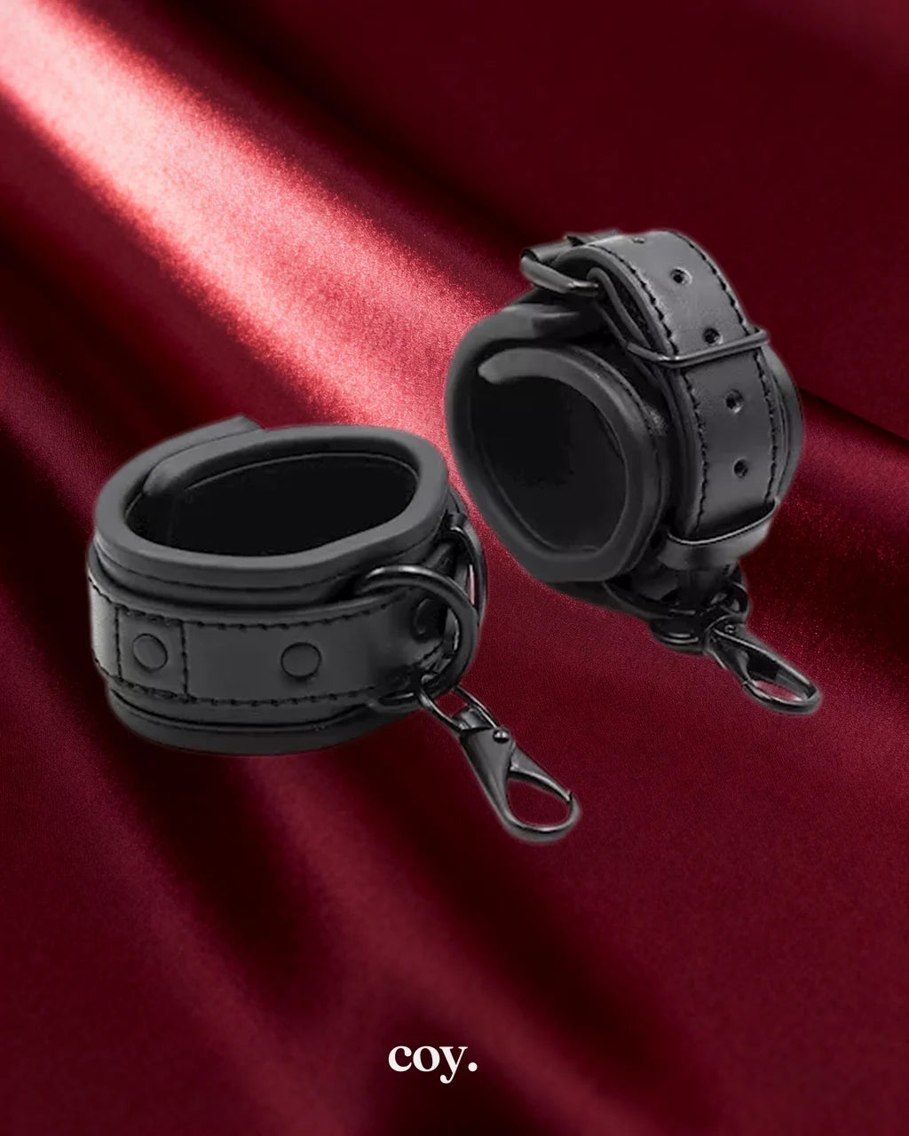 Leather Play Neoprene Range Wrist Cuffs — Black — Coy