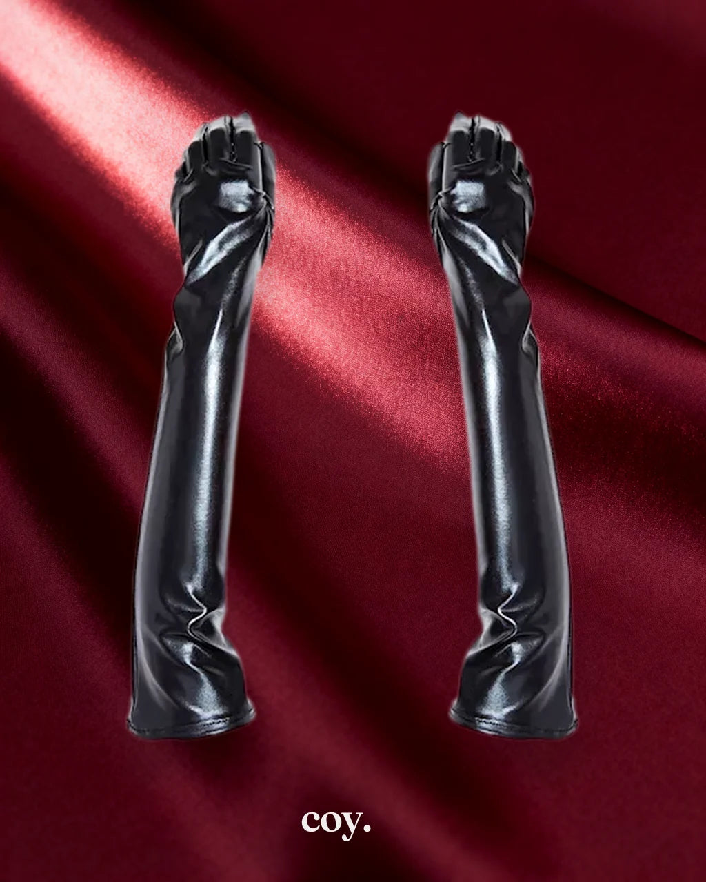 Leather Play Ketchum Wet Look Glove — Black — Coy