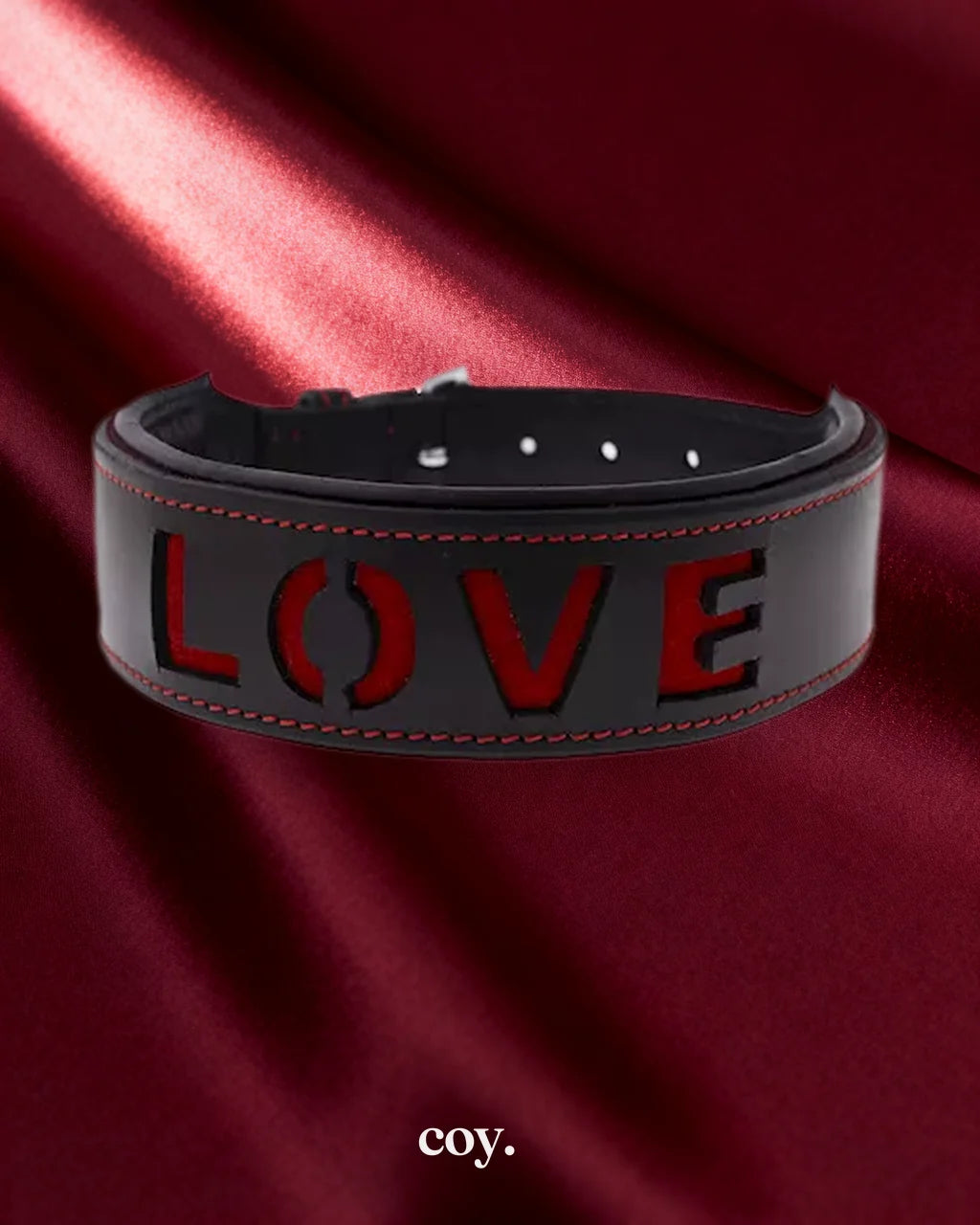 Share Satisfaction Bound X Love Cut-Out Collar — Black/Red — Coy