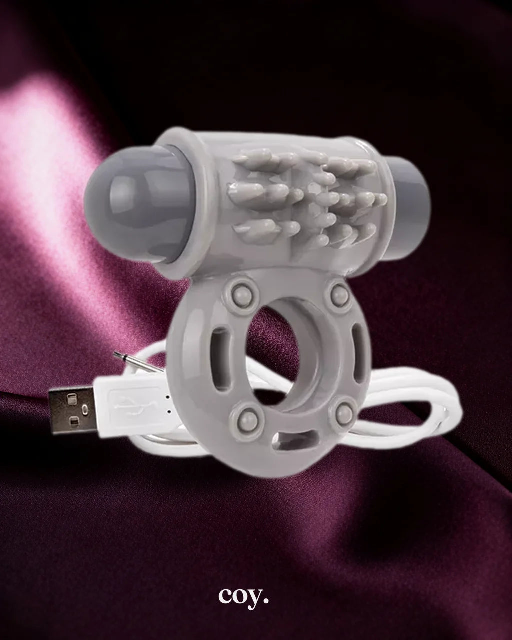 The Screaming O Charged Owow Vibe Cock Ring — Grey — Coy
