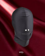 Leather Play Zipper Full Cover Hood — Black — Coy