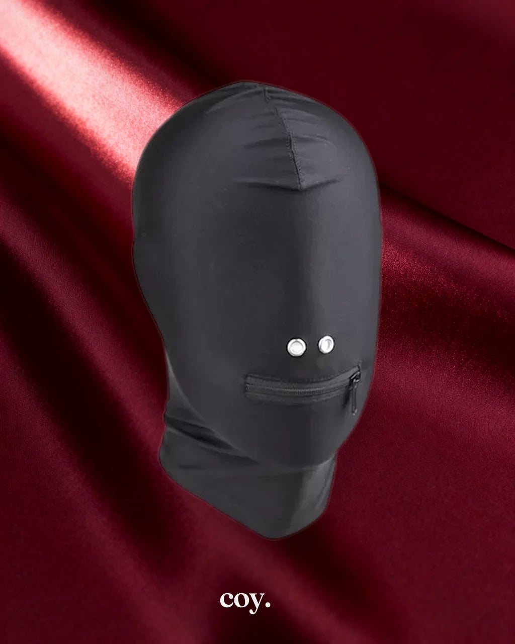 Leather Play Zipper Full Cover Hood — Black — Coy