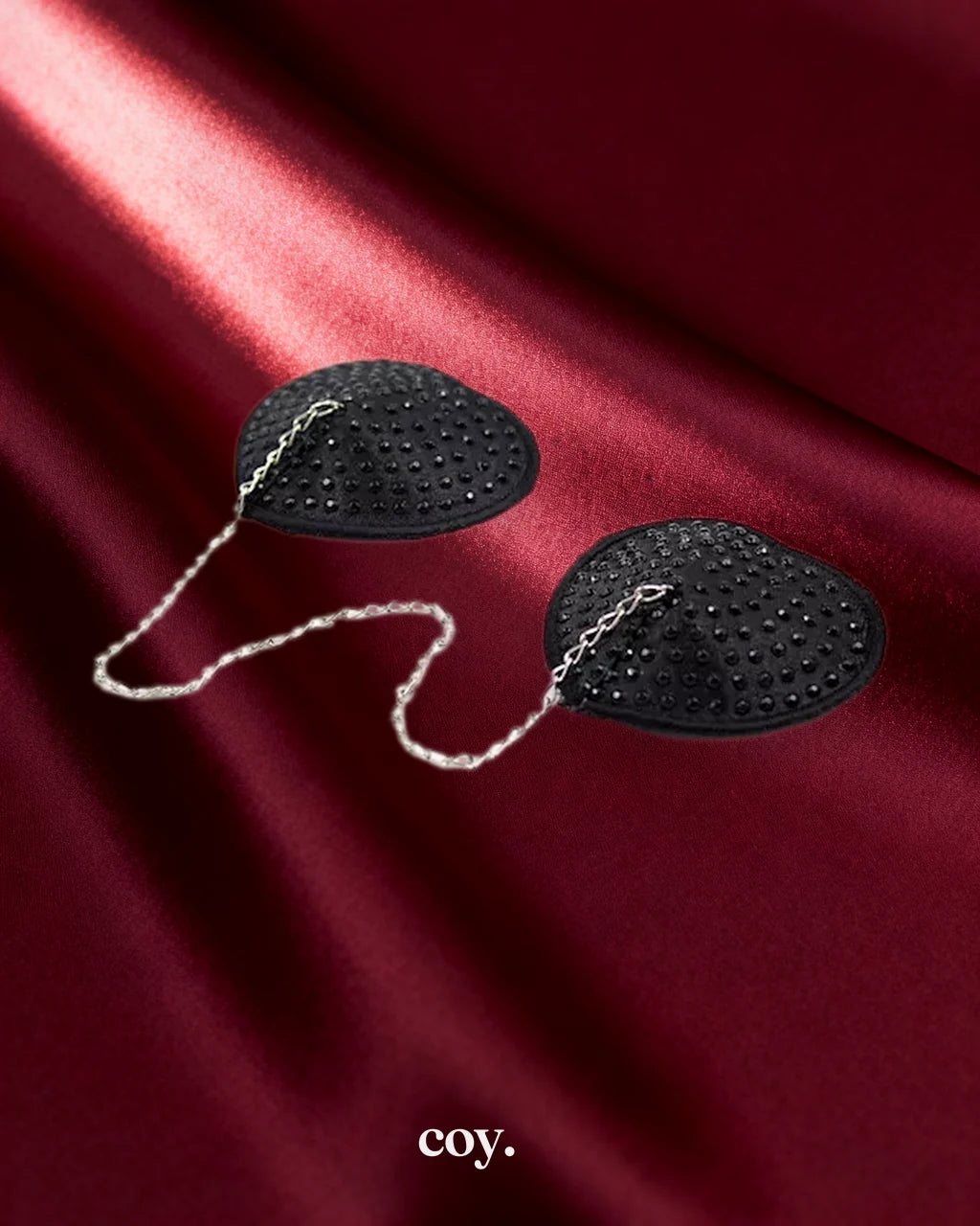 Leather Play Chained Up Nipple Covers Restraint — Black — Coy