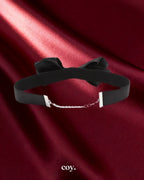 Leather Play Luxury Bow Collar Medium — Black — Coy