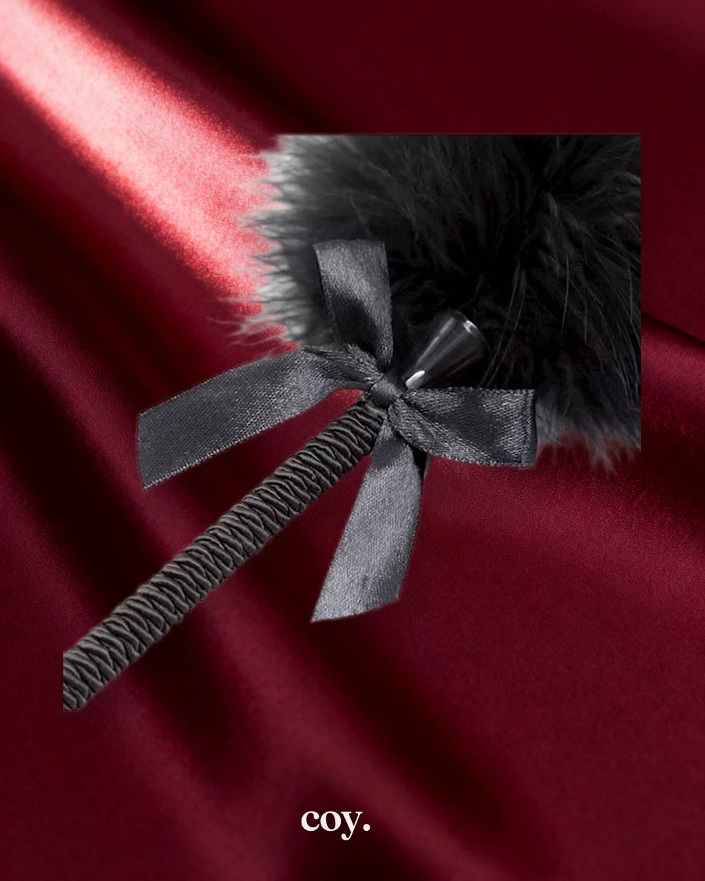 Leather Play Rope Feather Wand — Black — Coy