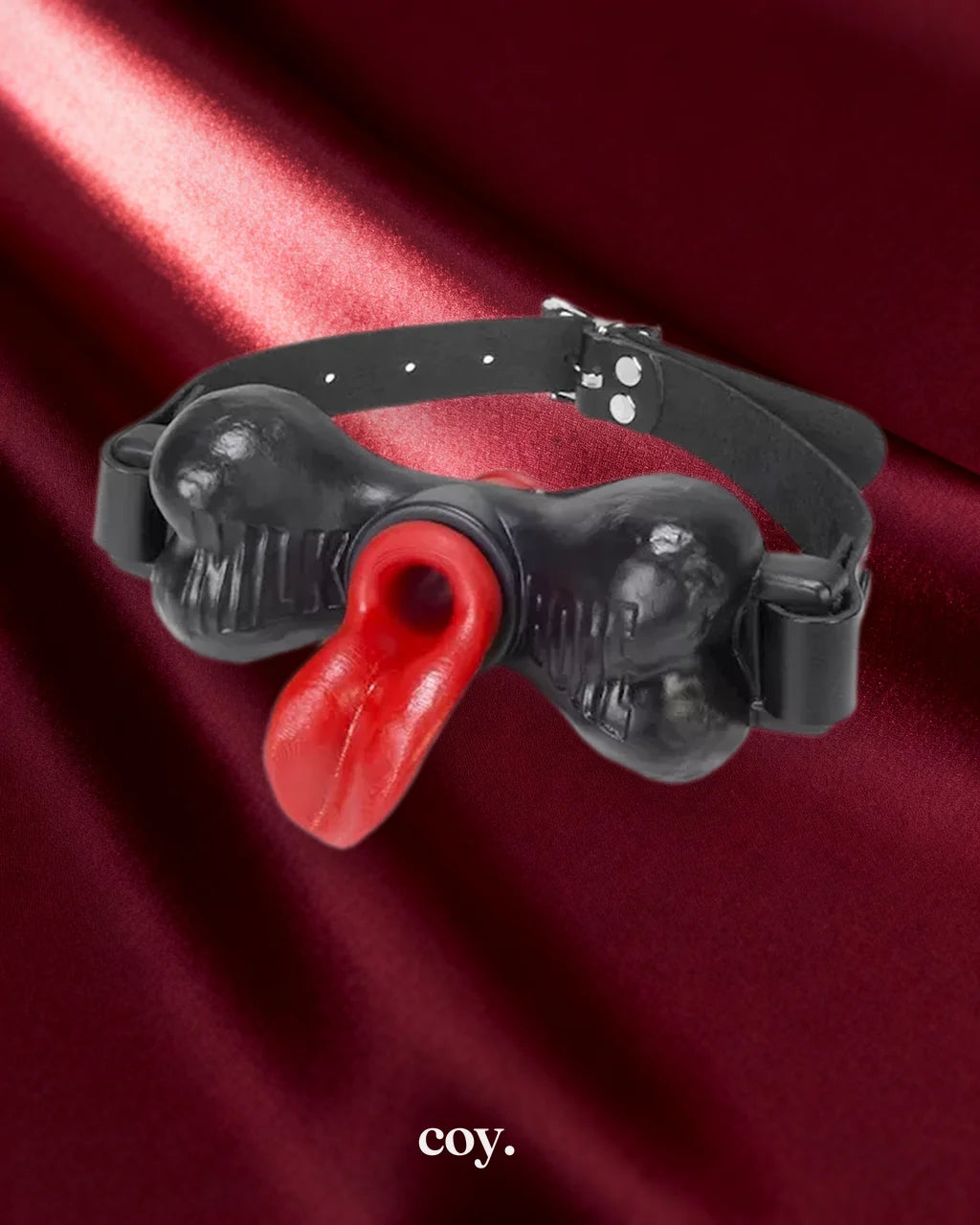 OxBalls Milkbone Gag with Straps — Black/Red — Coy