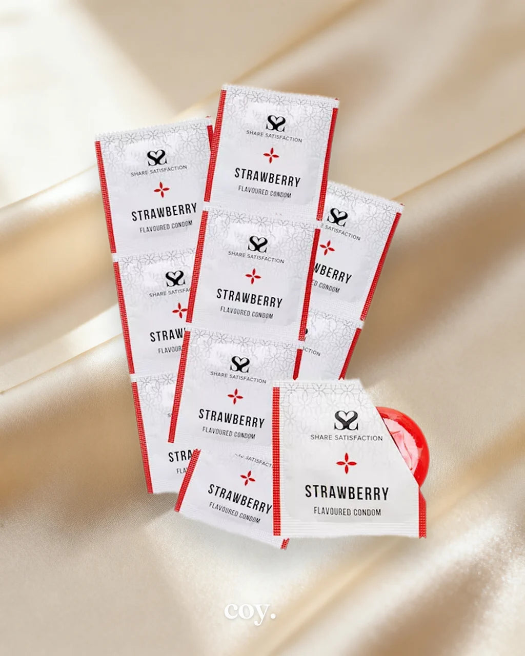 Share Satisfaction Strawberry Flavoured Condoms 100 Bulk Pack — Coy