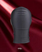 Leather Play Zipper Full Cover Hood — Black — Coy