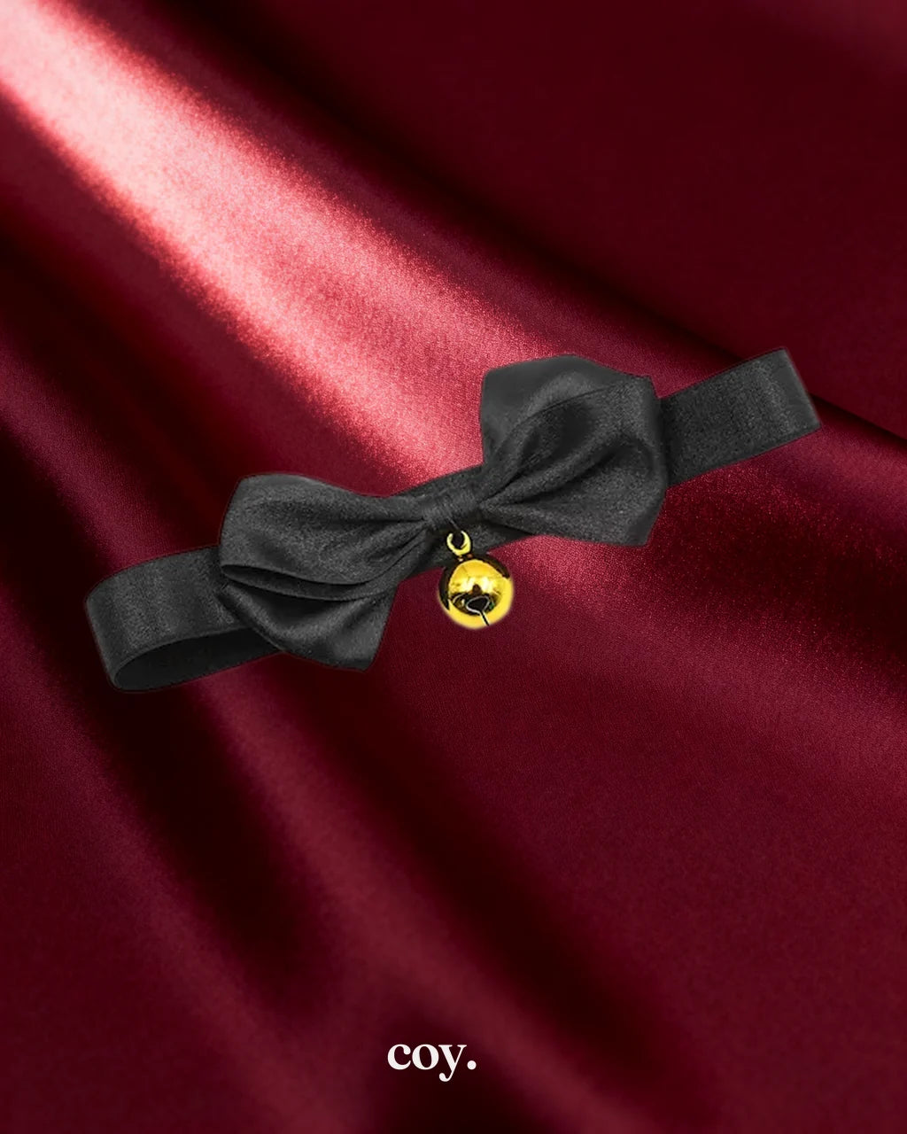 Leather Play Luxury Bow Collar Medium — Black — Coy