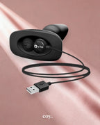B-Vibe USB Rechargeable Rimming Plug 5.8 Inch — Black — Coy