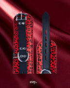 Share Satisfaction Bound X Leopard Print Hair-On Leather Cuffs — Coy