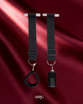 Leather Play Door Swing Cuffs — Black — Coy