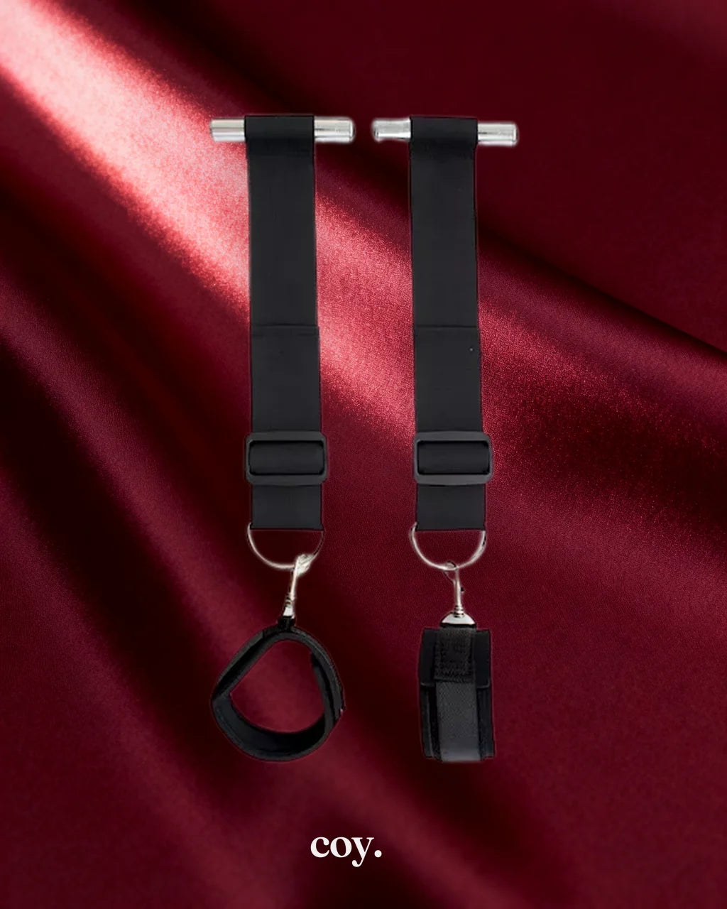 Leather Play Door Swing Cuffs — Black — Coy