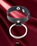 Leather Play Metal Cock Ring and Ball Divider Bondage Kit — Black — Coy