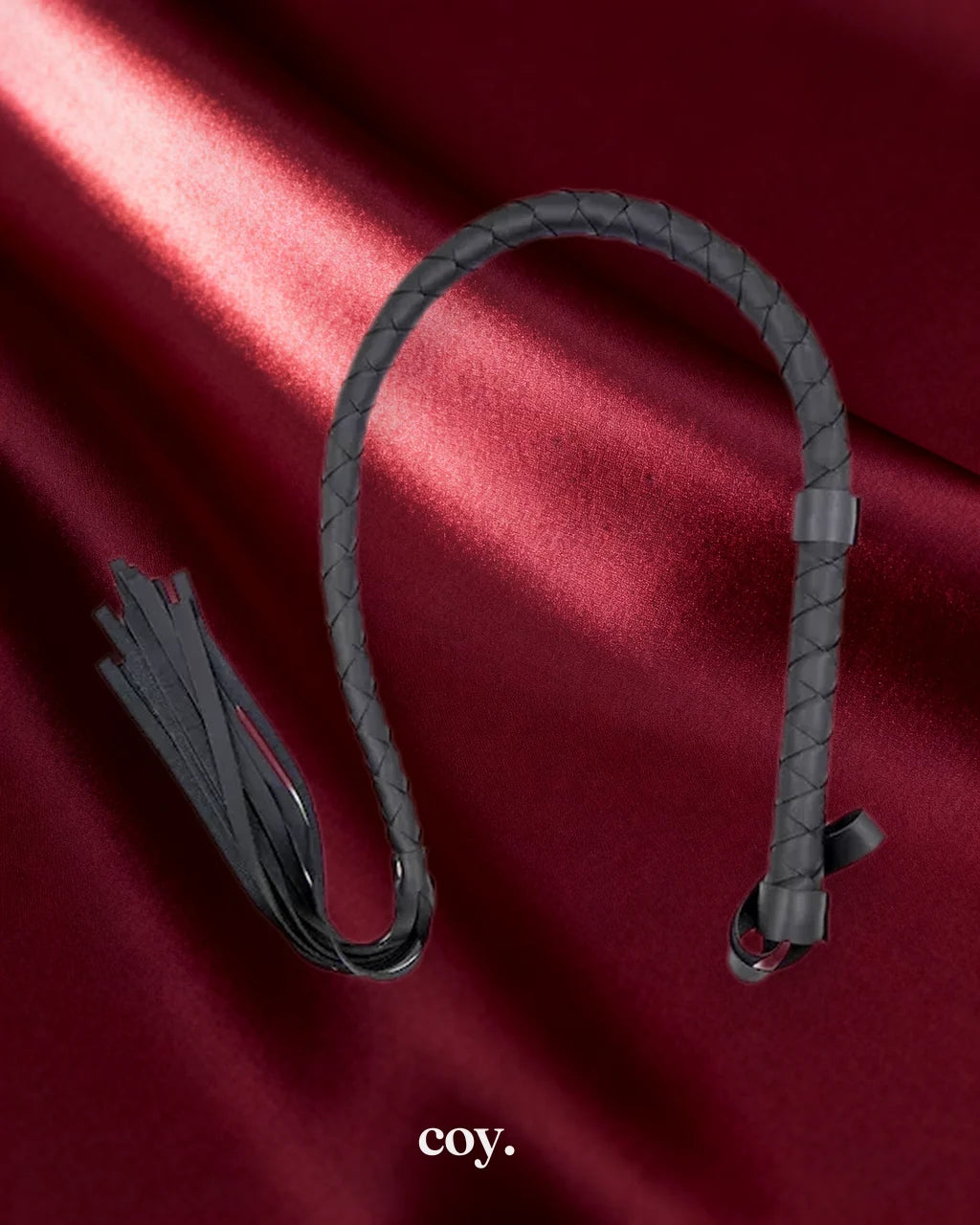Leather Play Soft PVC Long Whip — Black — Coy