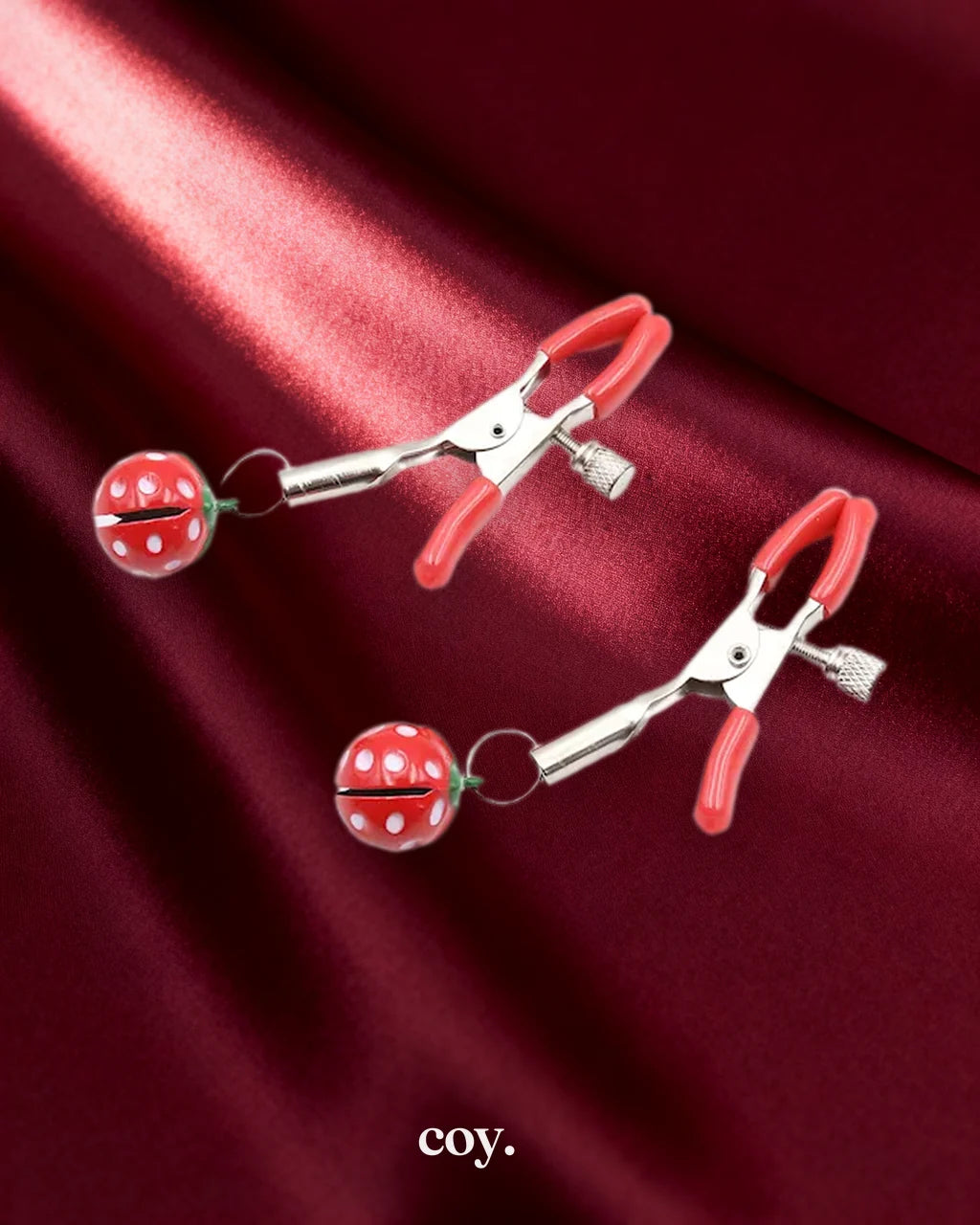 Leather Play Jingle Nipple Clamp — Red — Coy