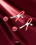 Leather Play Jingle Nipple Clamp — Red — Coy