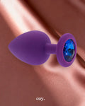 Share Satisfaction Kink Range Silicone Gemmed Butt Plug Large — Purple — Coy