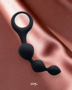 Share Satisfaction Silicone 3 Bead Plug — Black — Coy