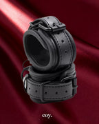 Leather Play Neoprene Range Wrist Cuffs — Black — Coy