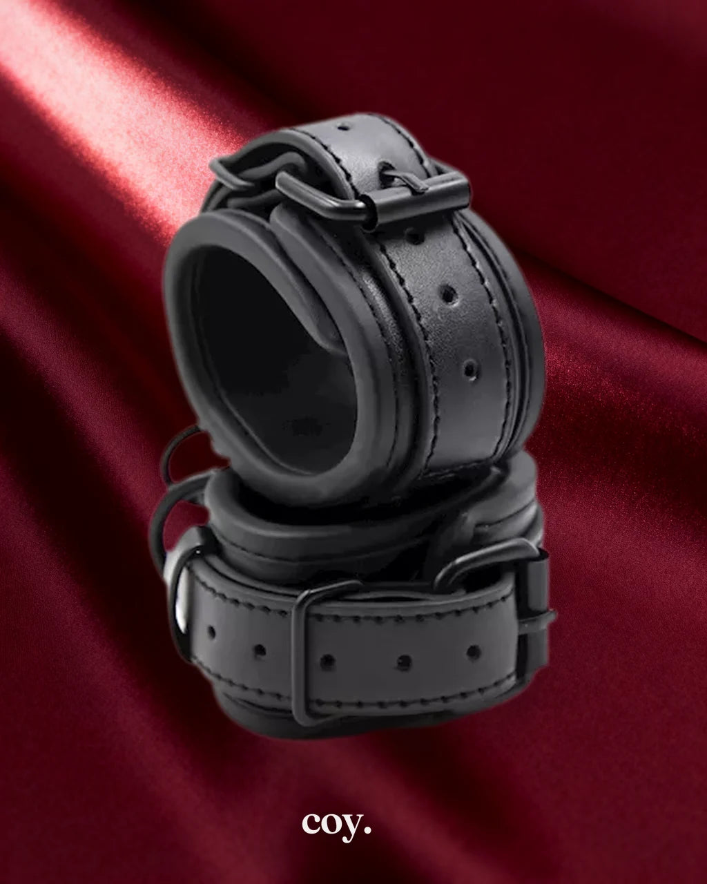 Leather Play Neoprene Range Wrist Cuffs — Black — Coy