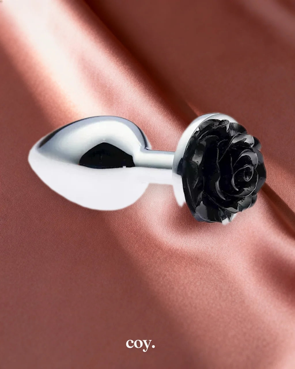 Share Satisfaction Kink Range Metal Rose Butt Plug Small — Black — Coy