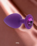 Share Satisfaction Kink Range Silicone Gemmed Butt Plug Large — Purple — Coy