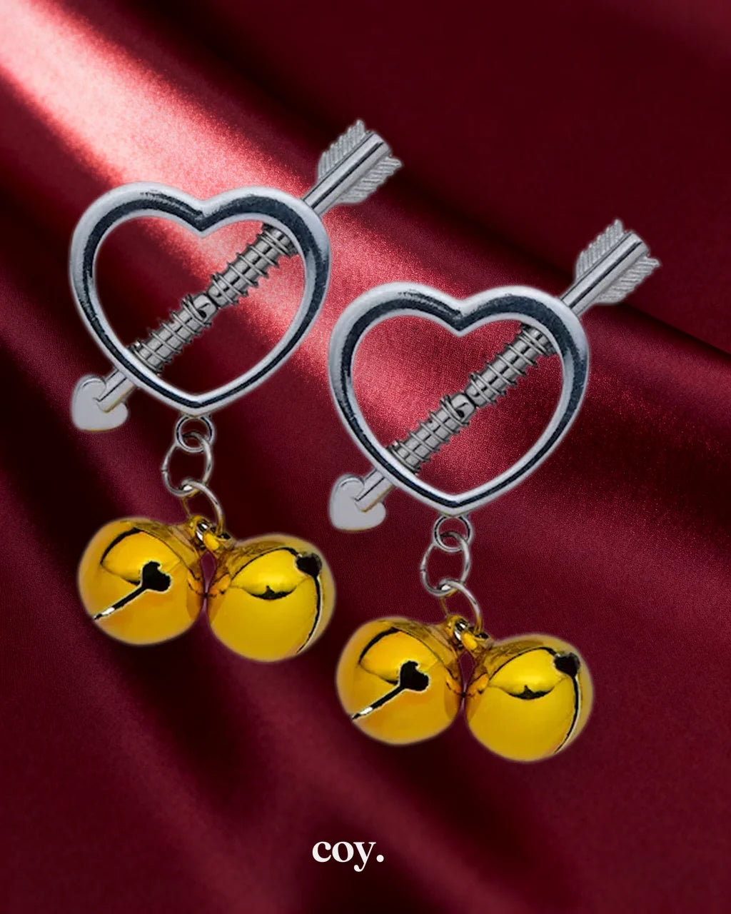 Kinki Range Heart Nipple Clamps With Bells — Coy