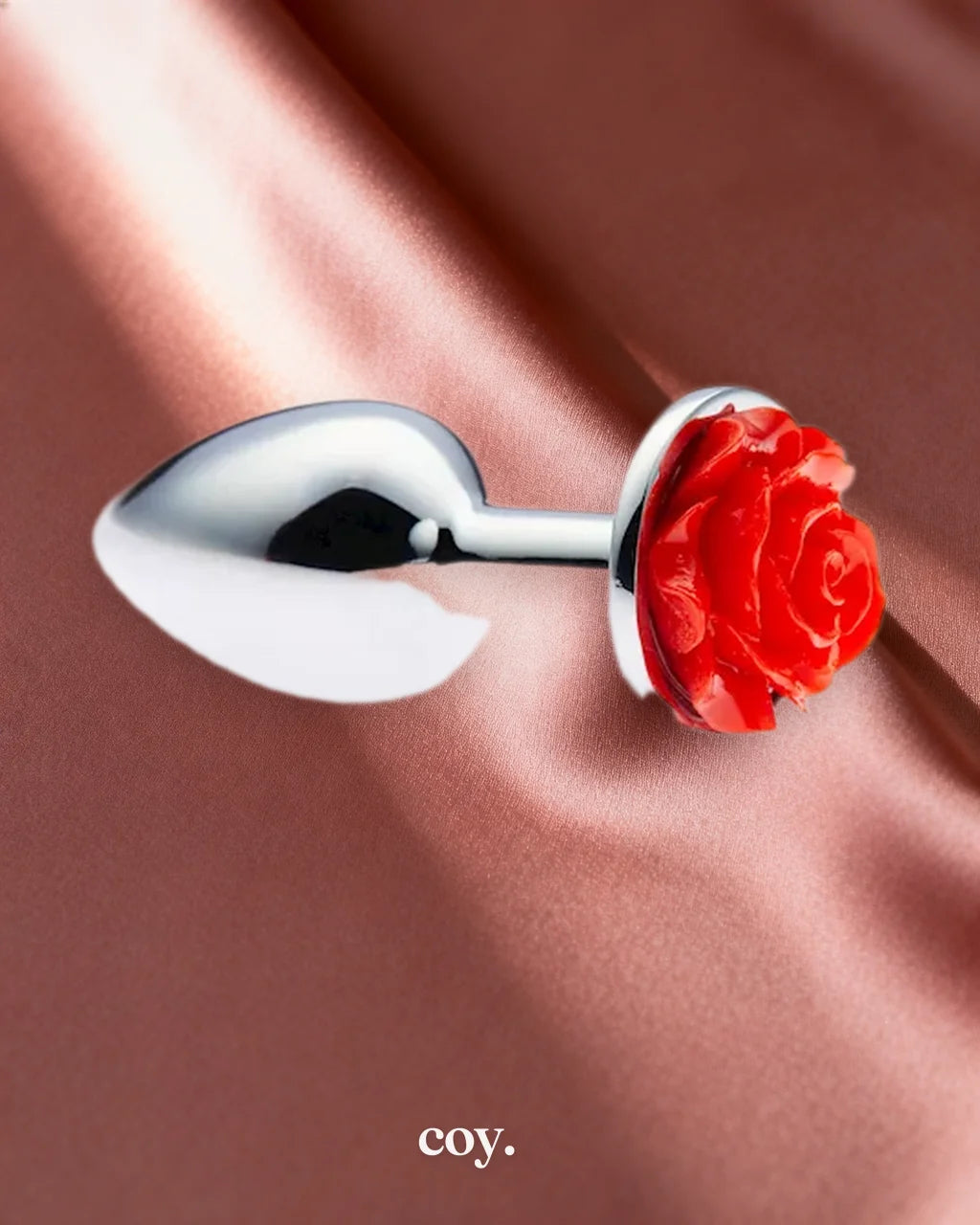 Share Satisfaction Kink Range Metal Rose Butt Plug Small — Red — Coy
