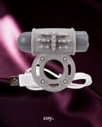 The Screaming O Charged Owow Vibe Cock Ring — Grey — Coy