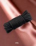 Leather Play Super Soft Cotton Rope 10m Butt Plug Tail — Black — Coy