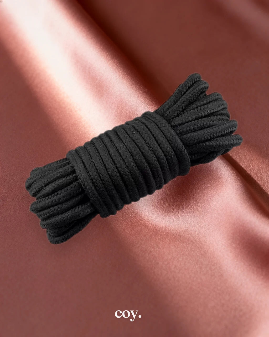 Leather Play Super Soft Cotton Rope 10m Butt Plug Tail — Black — Coy