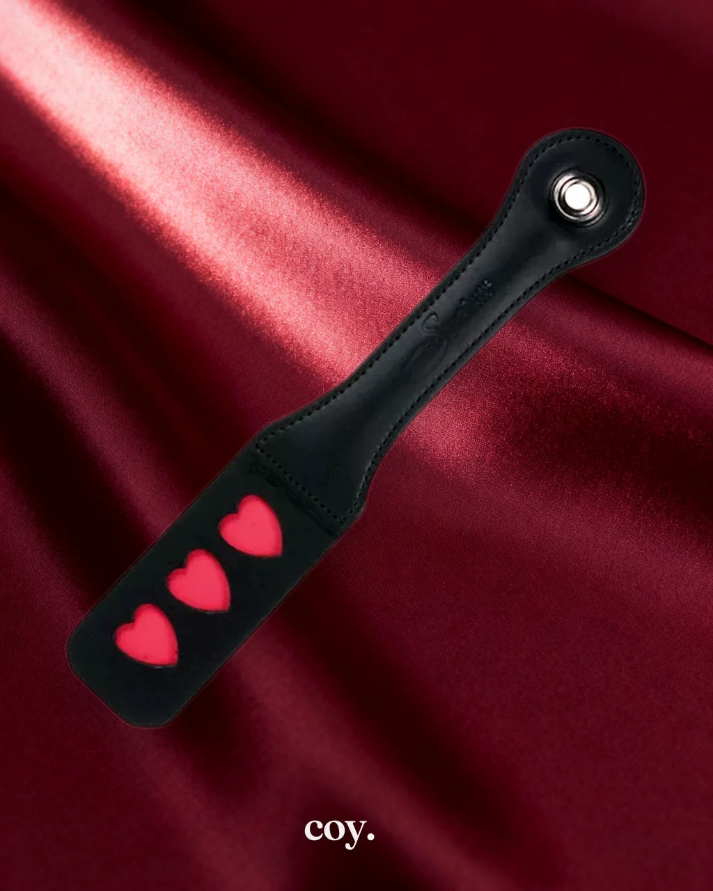 Sportsheets Leather Impression Paddle Hearts — Coy