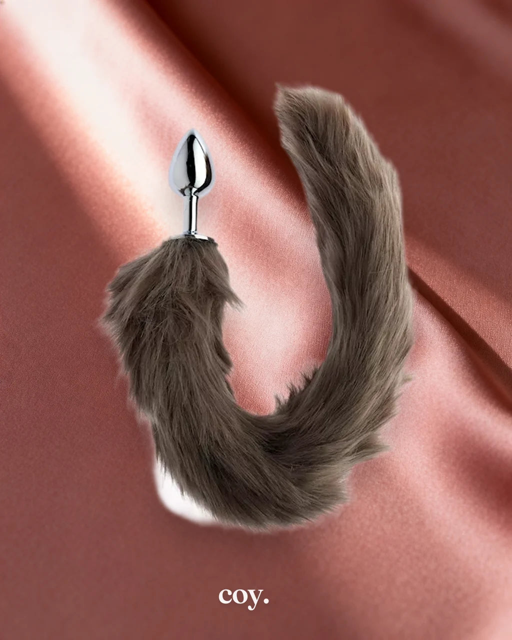 Share Satisfaction Kink Range 17.7 Inch Tailed Butt Plug — Grey — Coy