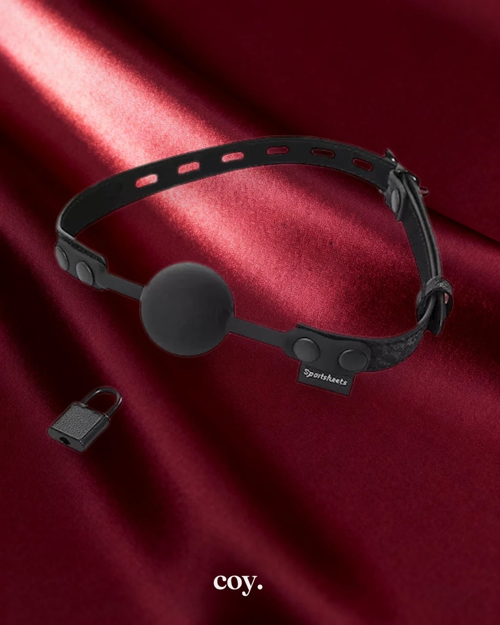 Sportsheets Locking Lace Ball Gag — Black — Coy