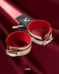 Share Satisfaction Bound X Gold Metallic Leather Wrist Cuffs — Coy