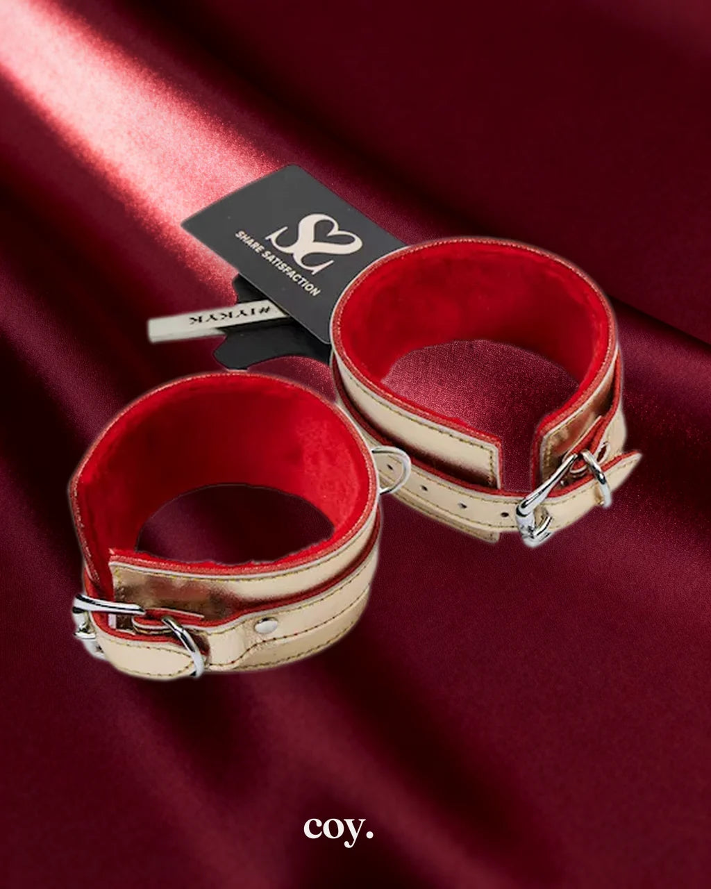 Share Satisfaction Bound X Gold Metallic Leather Wrist Cuffs — Coy