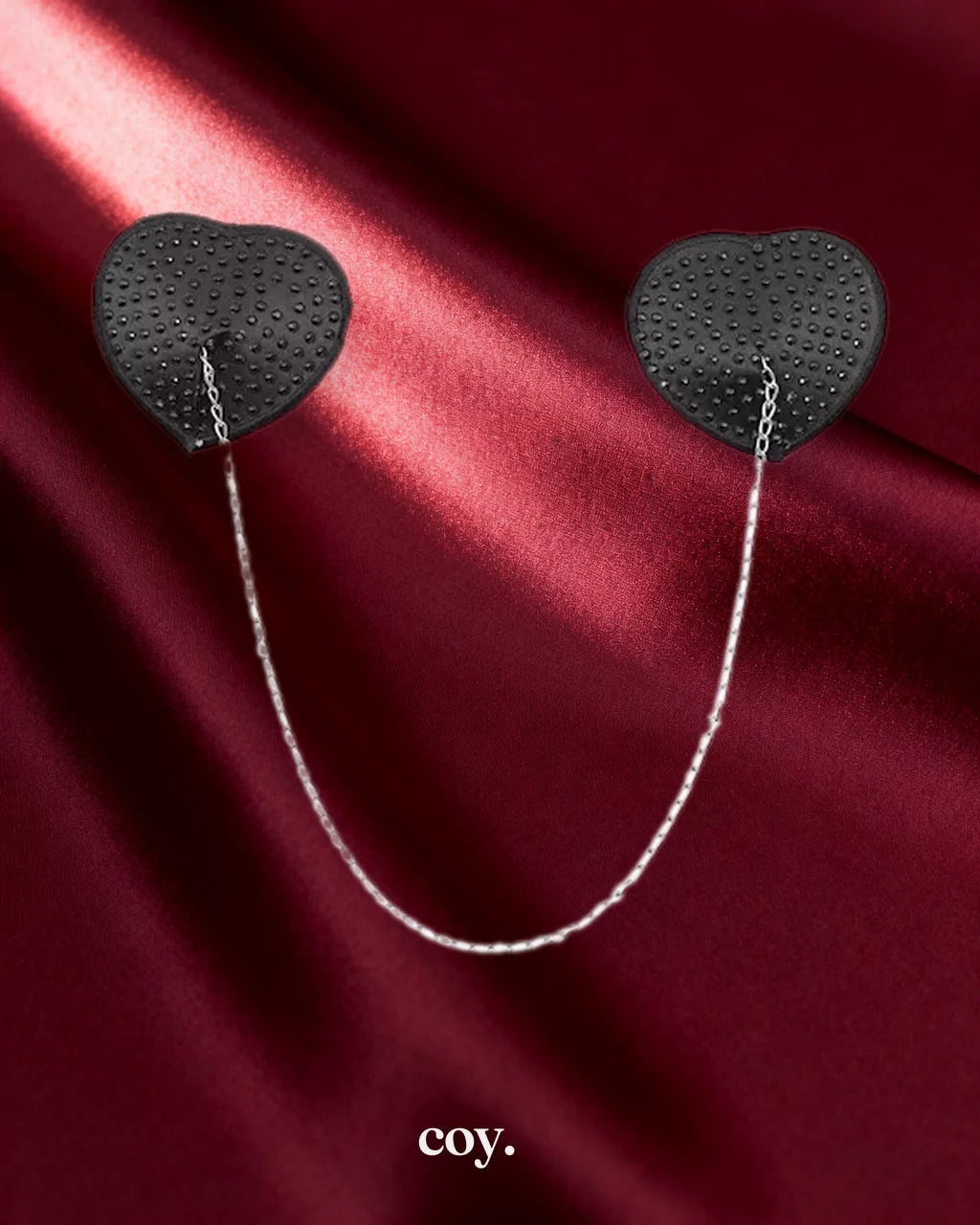 Leather Play Chained Up Nipple Covers Restraint — Black — Coy