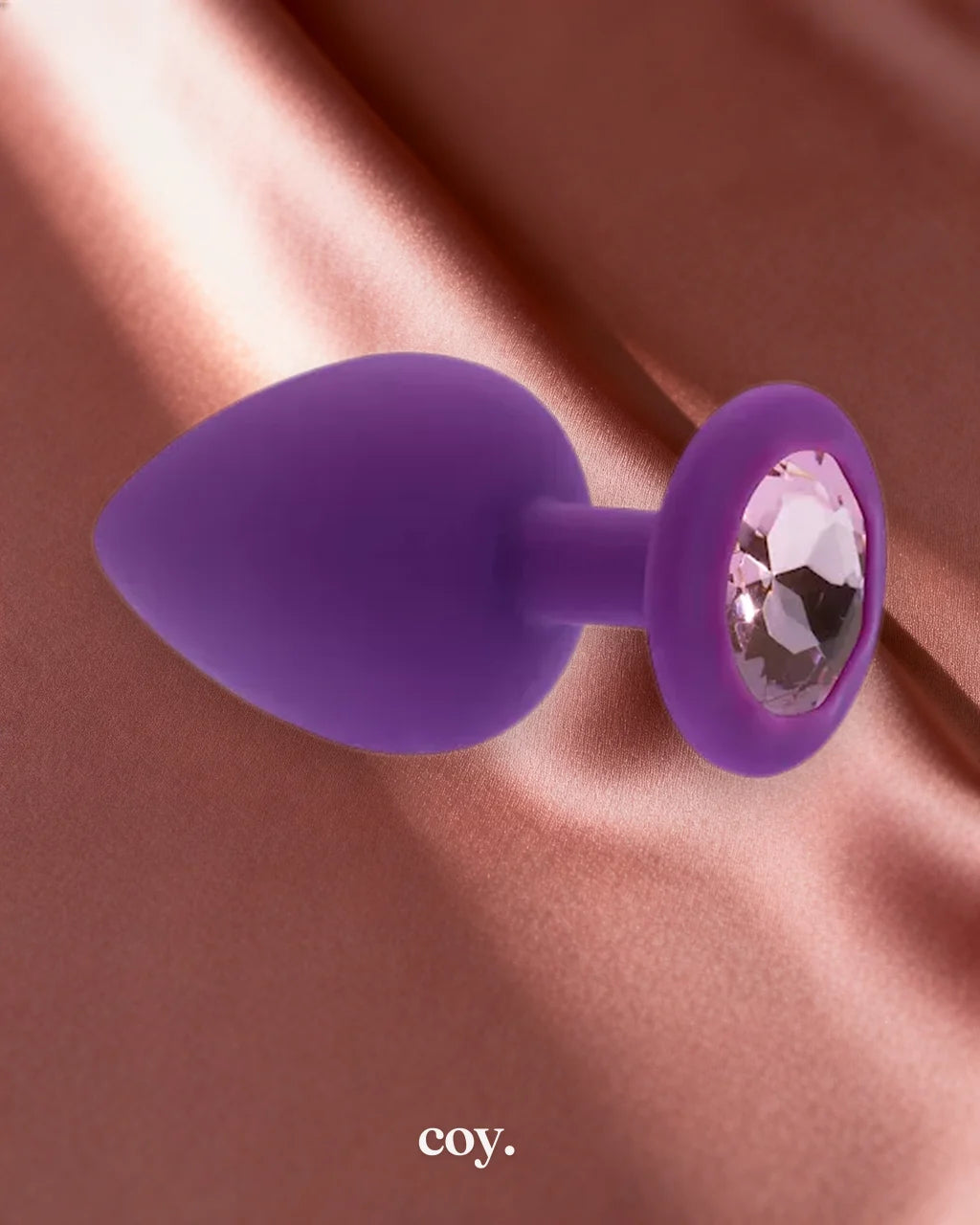 Share Satisfaction Kink Range Silicone Gemmed Butt Plug Large — Purple — Coy