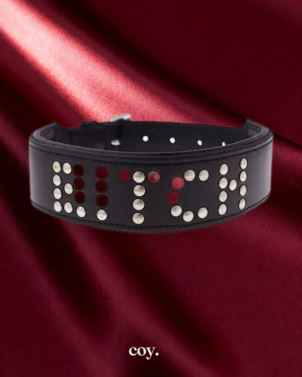 Share Satisfaction Bound X Bitch Studded Collar — Black / Silver — Coy