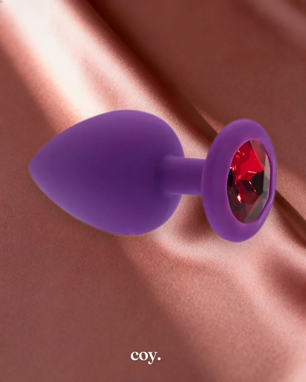 Share Satisfaction Kink Range Silicone Gemmed Butt Plug Large — Purple — Coy