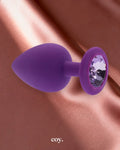 Share Satisfaction Kink Range Silicone Gemmed Butt Plug Large — Purple — Coy