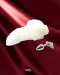 Leather Play Fox Tail Butt Plug 19 Inch — White — Coy